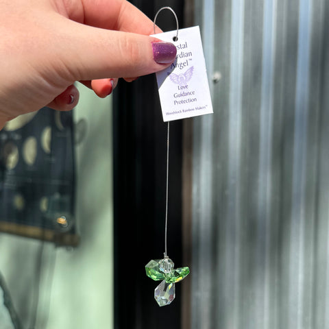 Woodstock Chimes Crystal Guardian Angel | Peridot