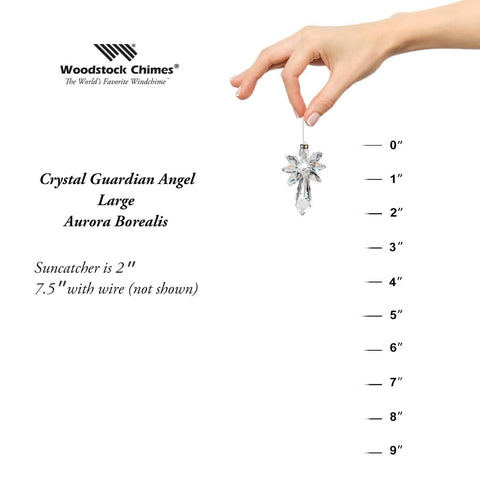 Woodstock Chimes Large Crystal Guardian Angel | Aurora Borealis