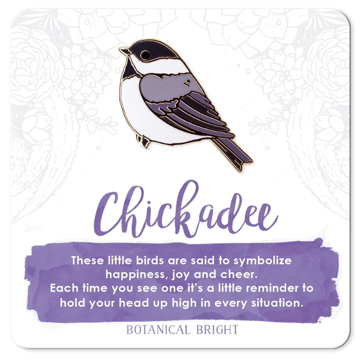 Botanical Bright Chickadee Bird Enamel Pin