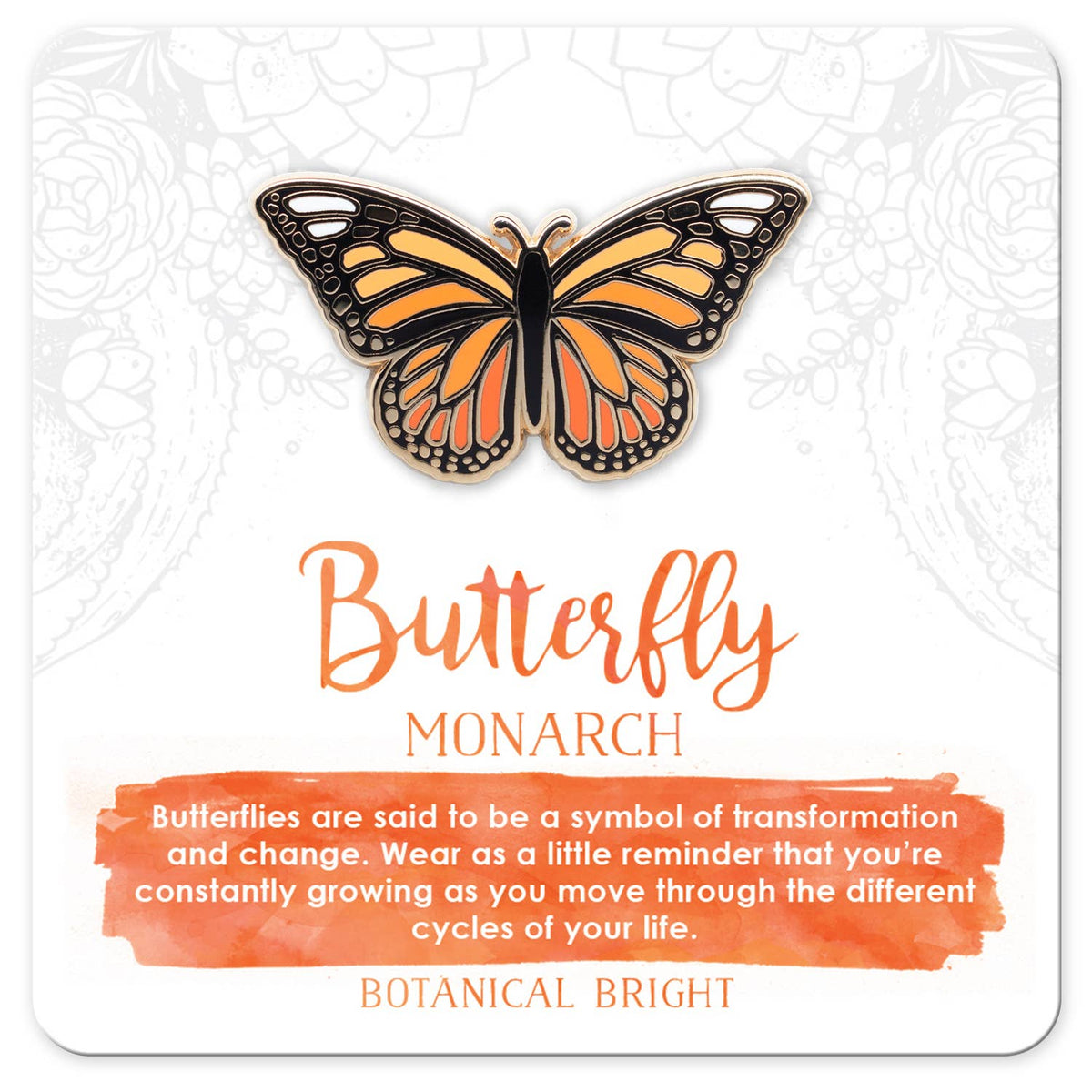 Botanical Bright Monarch Butterfly Enamel Pin