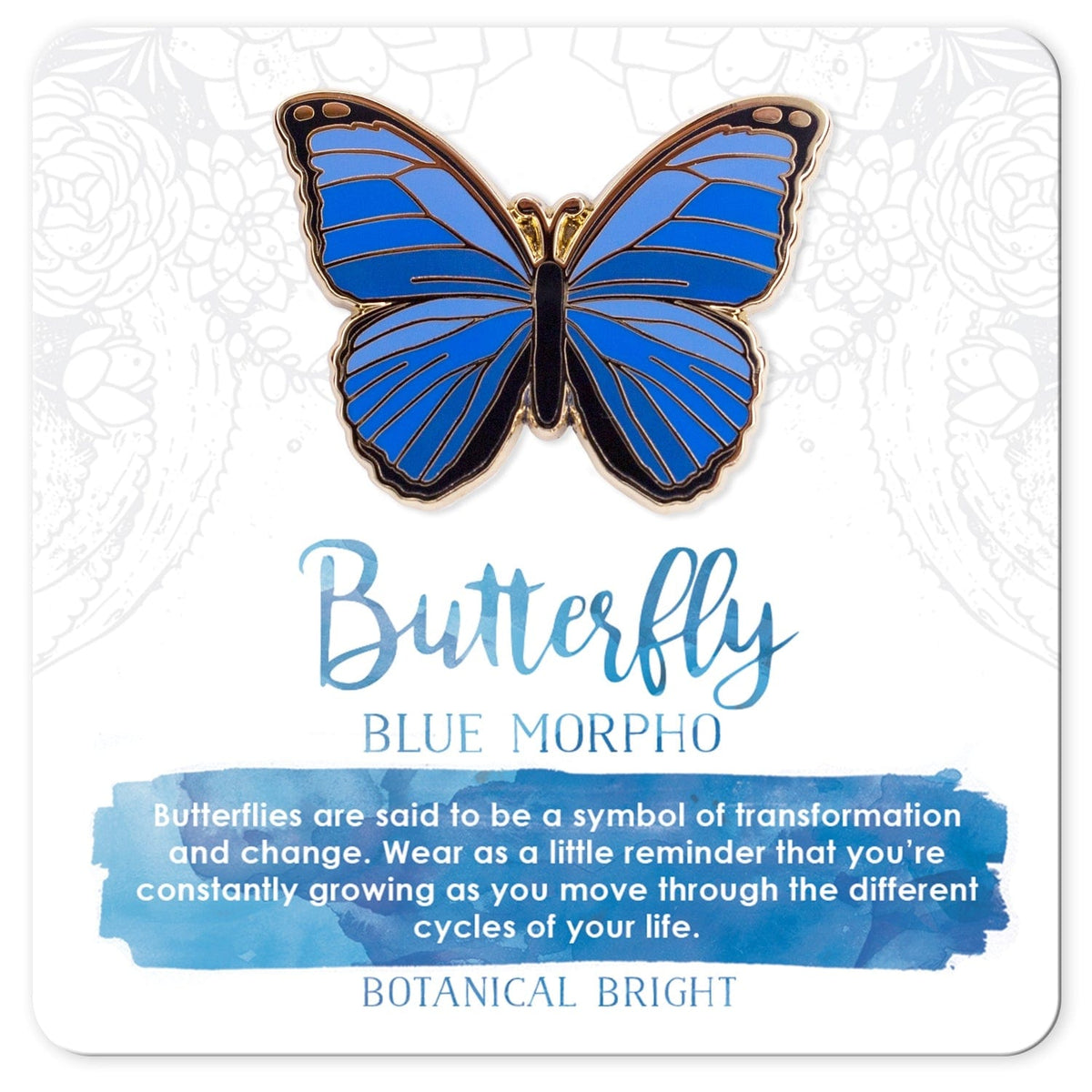 Botanical Bright Morpho Butterfly Enamel Pin