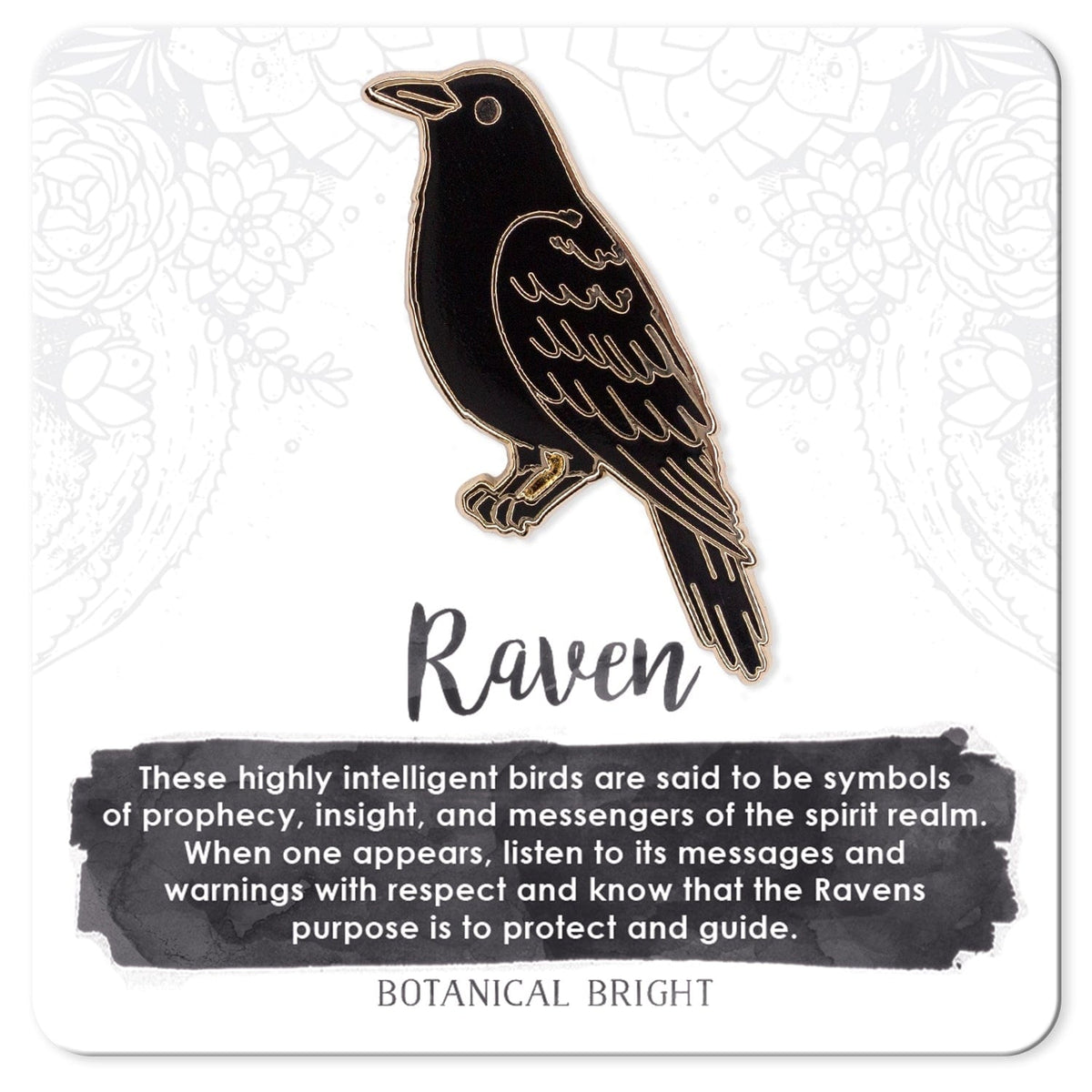 Botanical Bright Raven Bird Enamel Pin