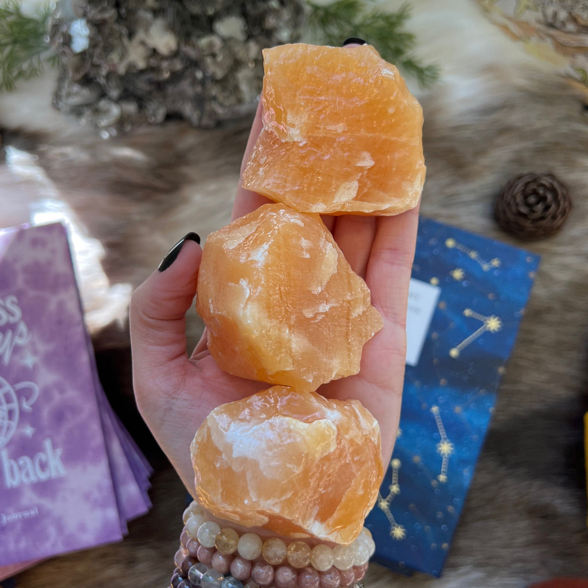 Ravenstone Crystals Rough Orange Calcite