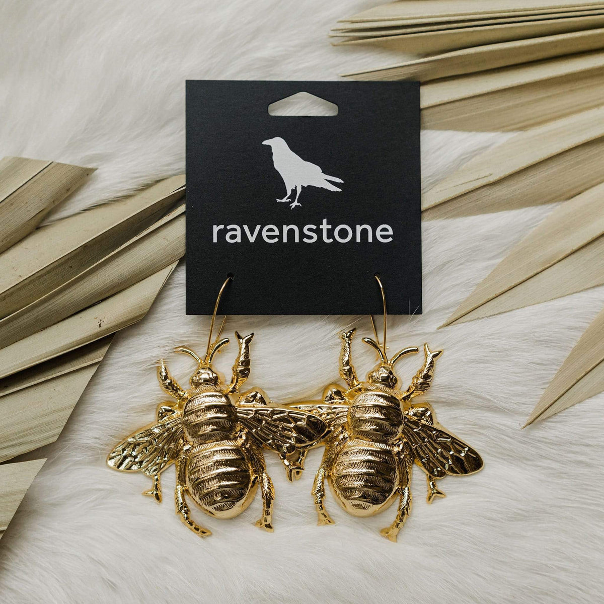 Ravenstone The Big F&#39;ing Golden Bee Earrings