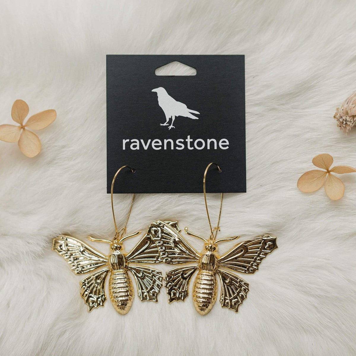Ravenstone The Big Golden Butterfly Earrings