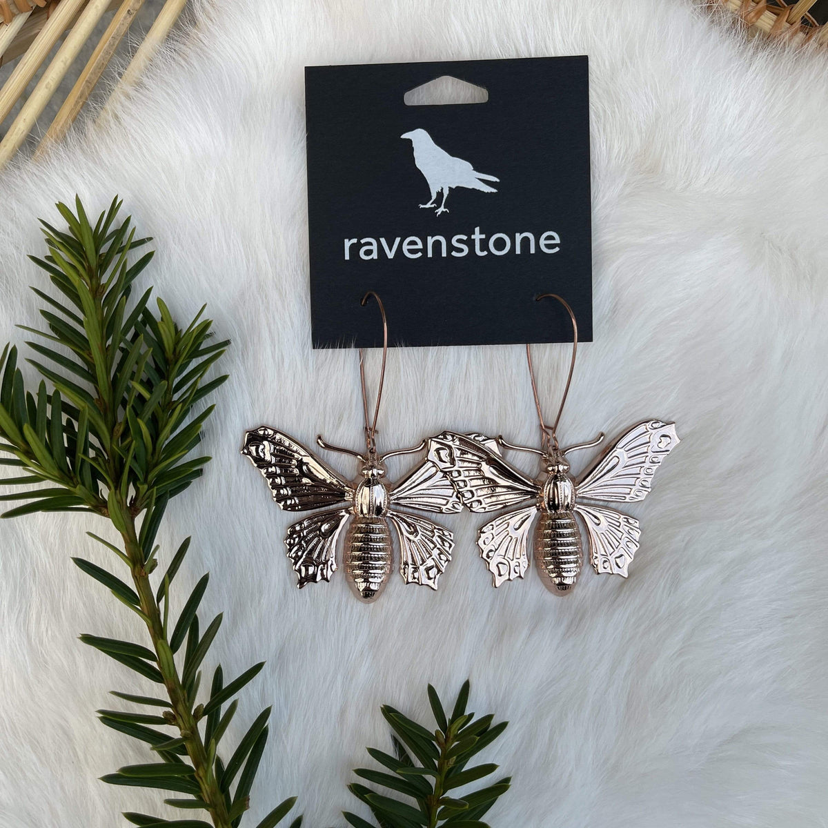 Ravenstone The Big Rose Gold Butterfly Earrings
