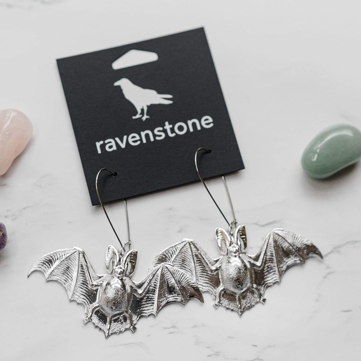 ravenstone The Big Silver Bat Earrings