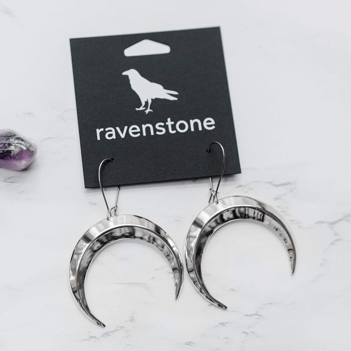 ravenstone The Big Silver Moon Earrings