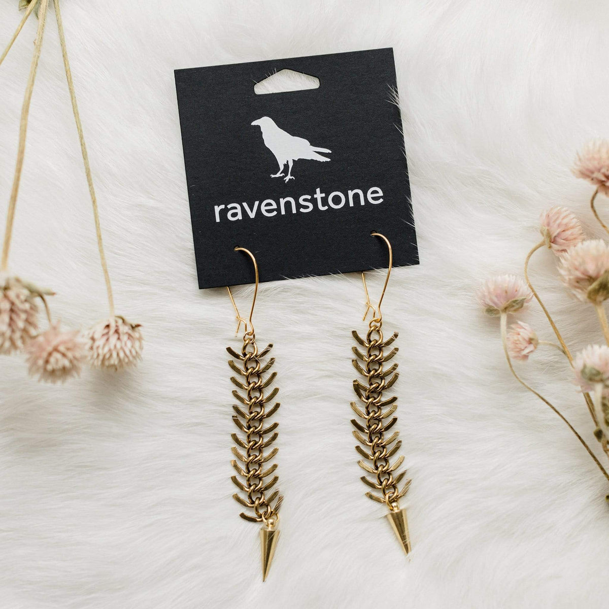 Ravenstone The Brass Spine and Spike Earrings
