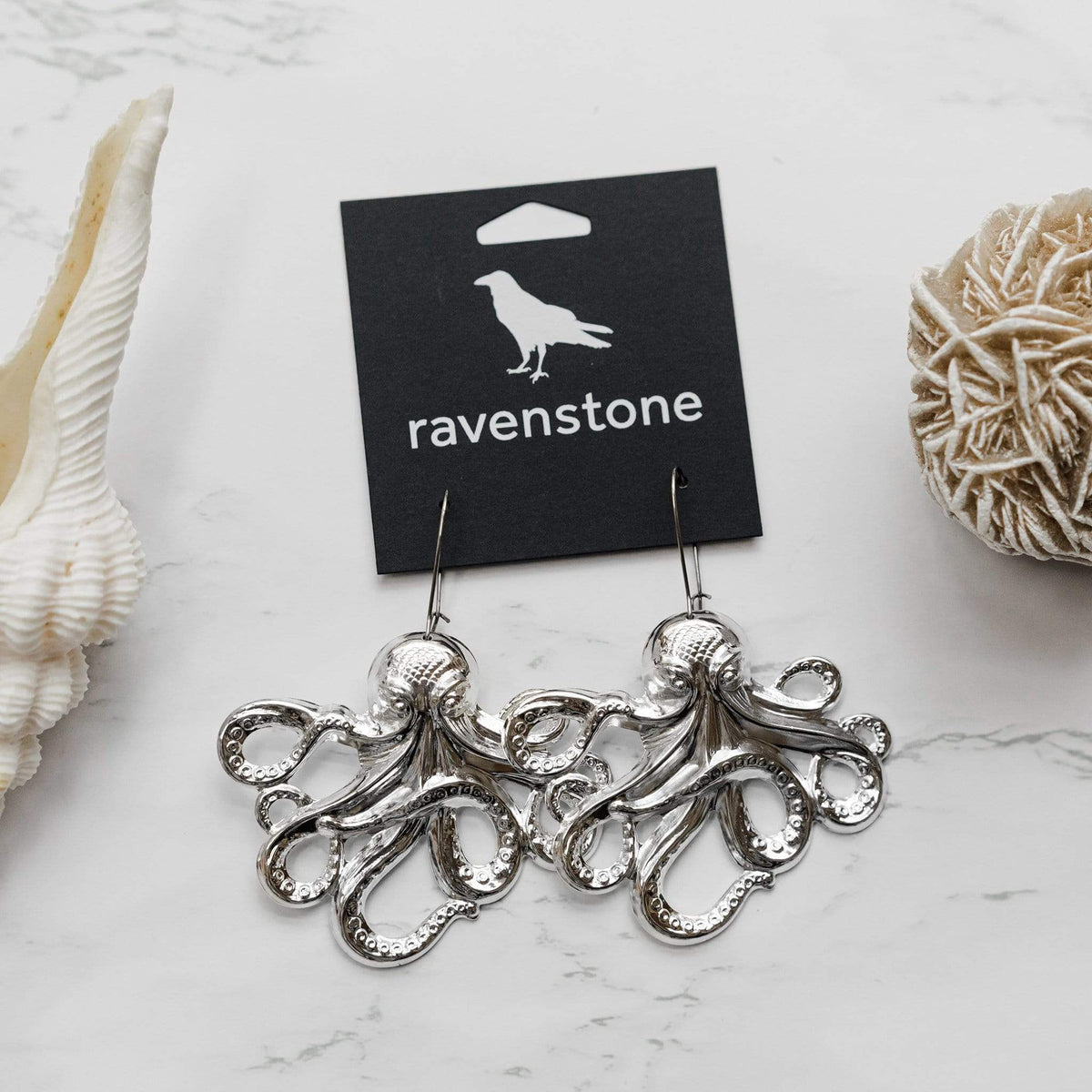 ravenstone The Giant Silver Octopus Earrings