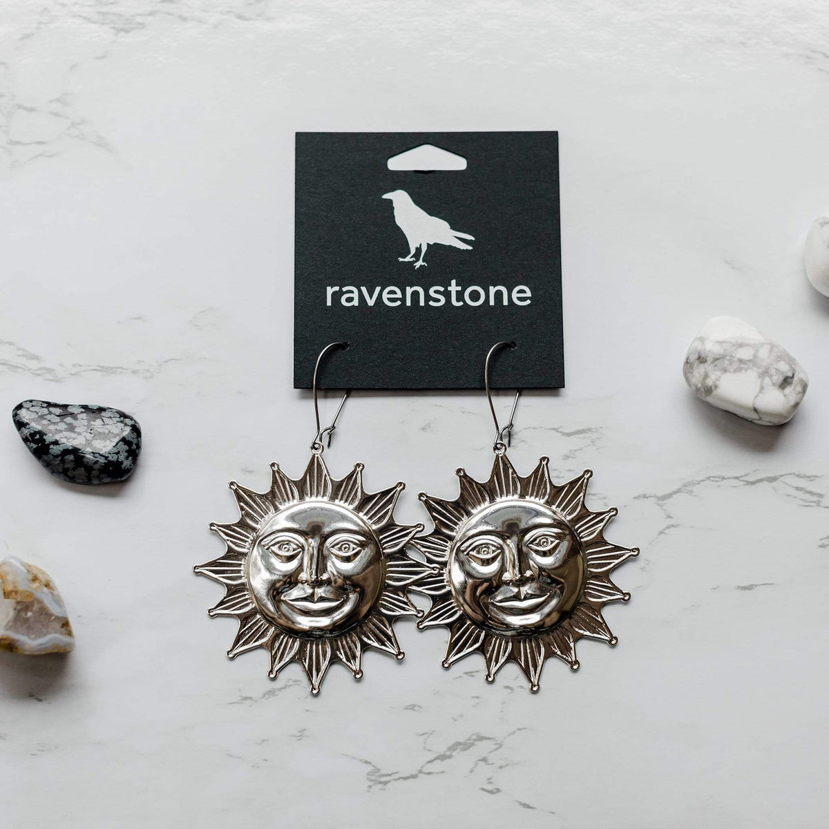 ravenstone The Giant Silver Sun Earrings