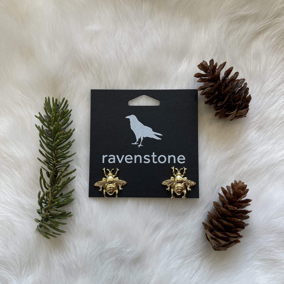 Ravenstone The Golden Bumblebee Stud Earrings