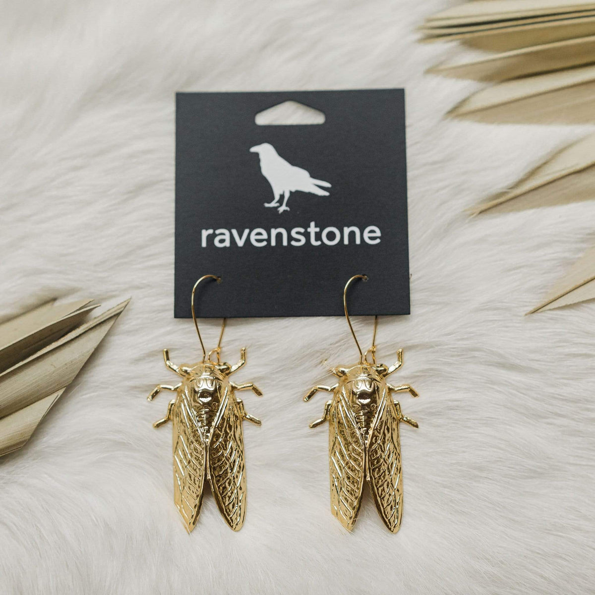 Ravenstone The Golden Cicada Earrings