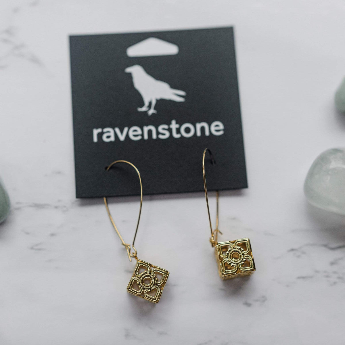 ravenstone The Golden Cube Earrings