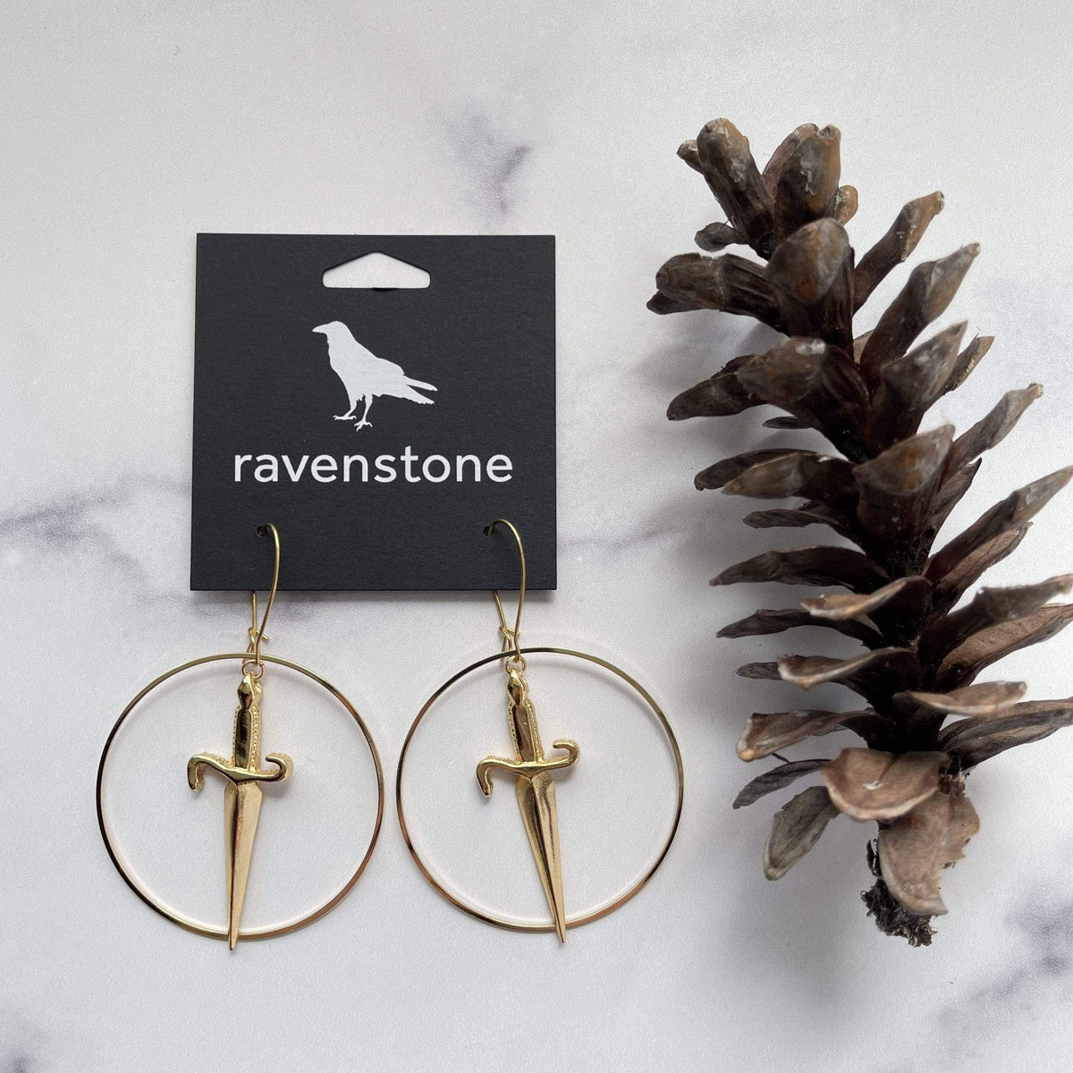 Ravenstone The Golden Dagger Hoop Earrings