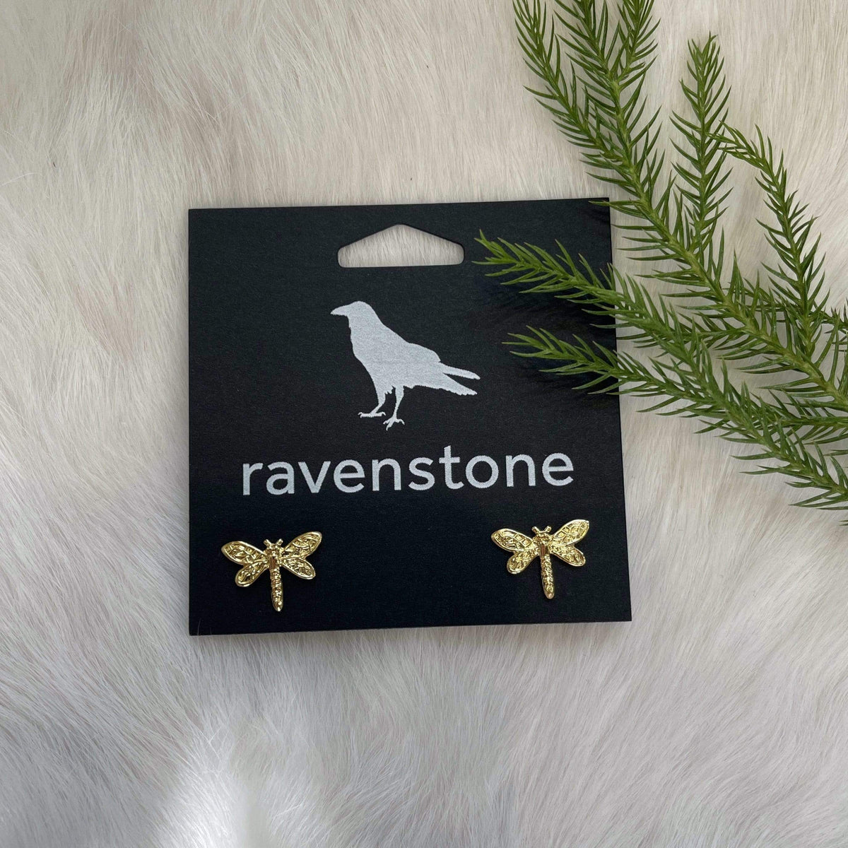 Ravenstone The Golden Dragonfly Stud Earrings