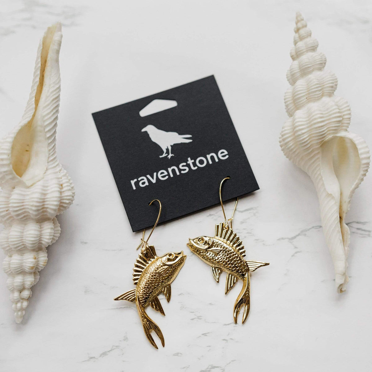 Ravenstone The Golden Fish Earrings