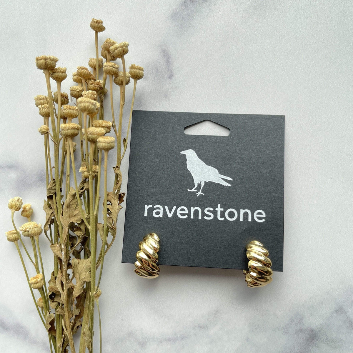 Ravenstone The Golden Hoop Stud Earrings