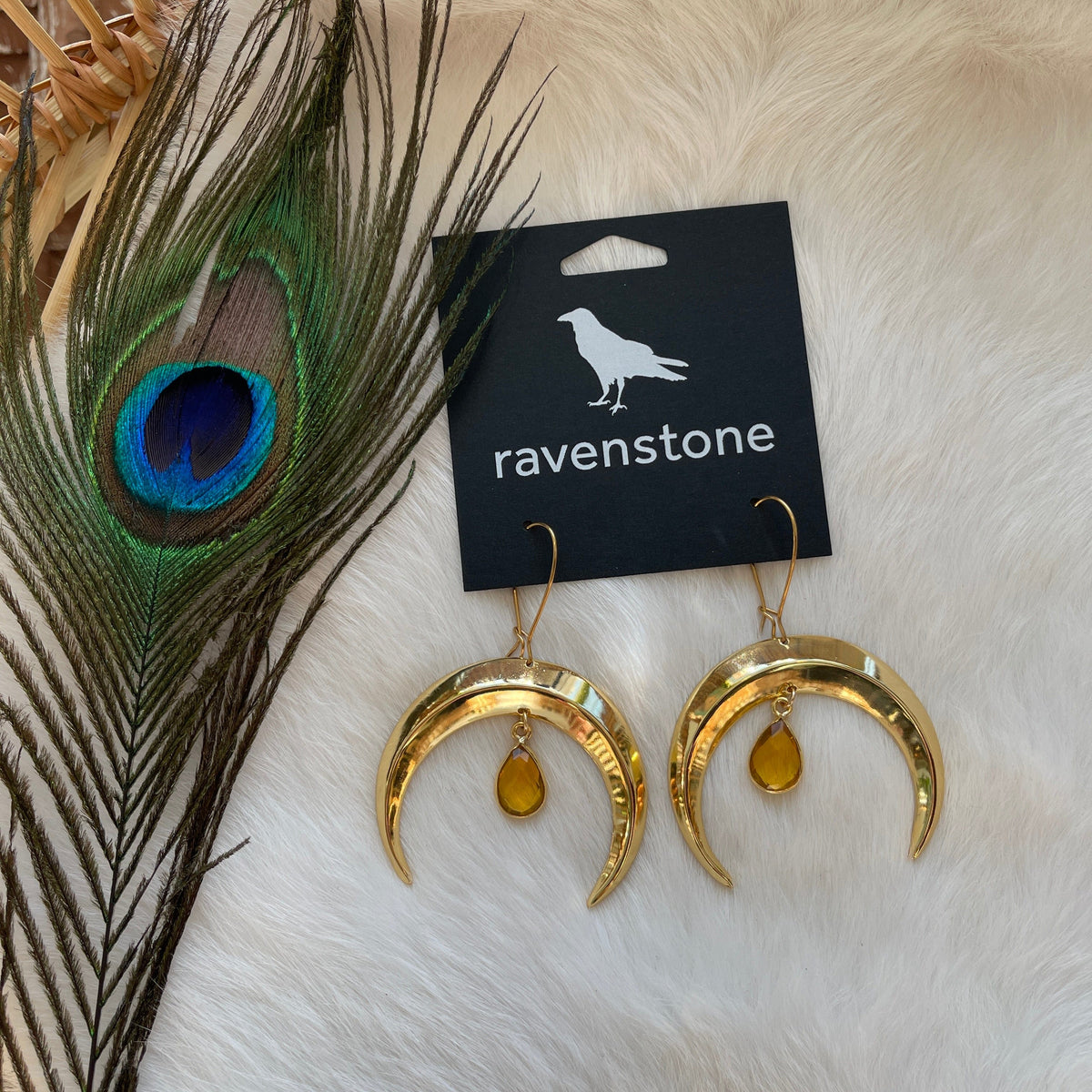 Ravenstone The Golden Moon and Citrine Drop Earrings