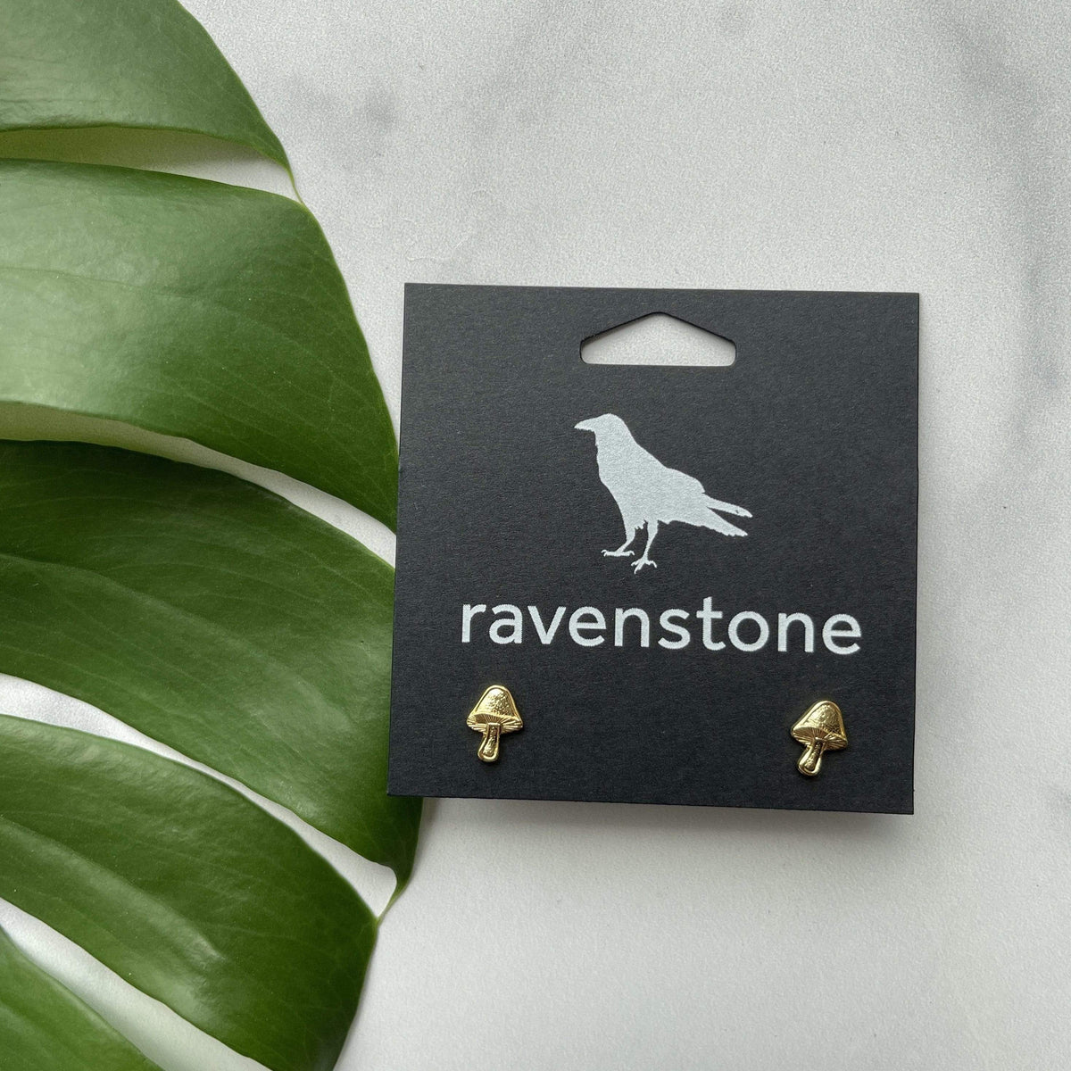 Ravenstone The Golden Mushroom Stud Earrings