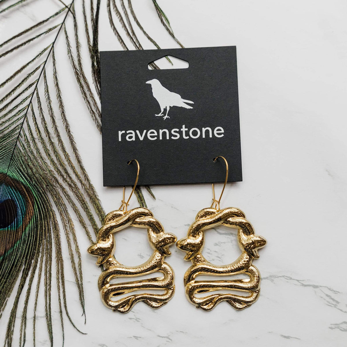 Ravenstone The Golden Serpent Earrings