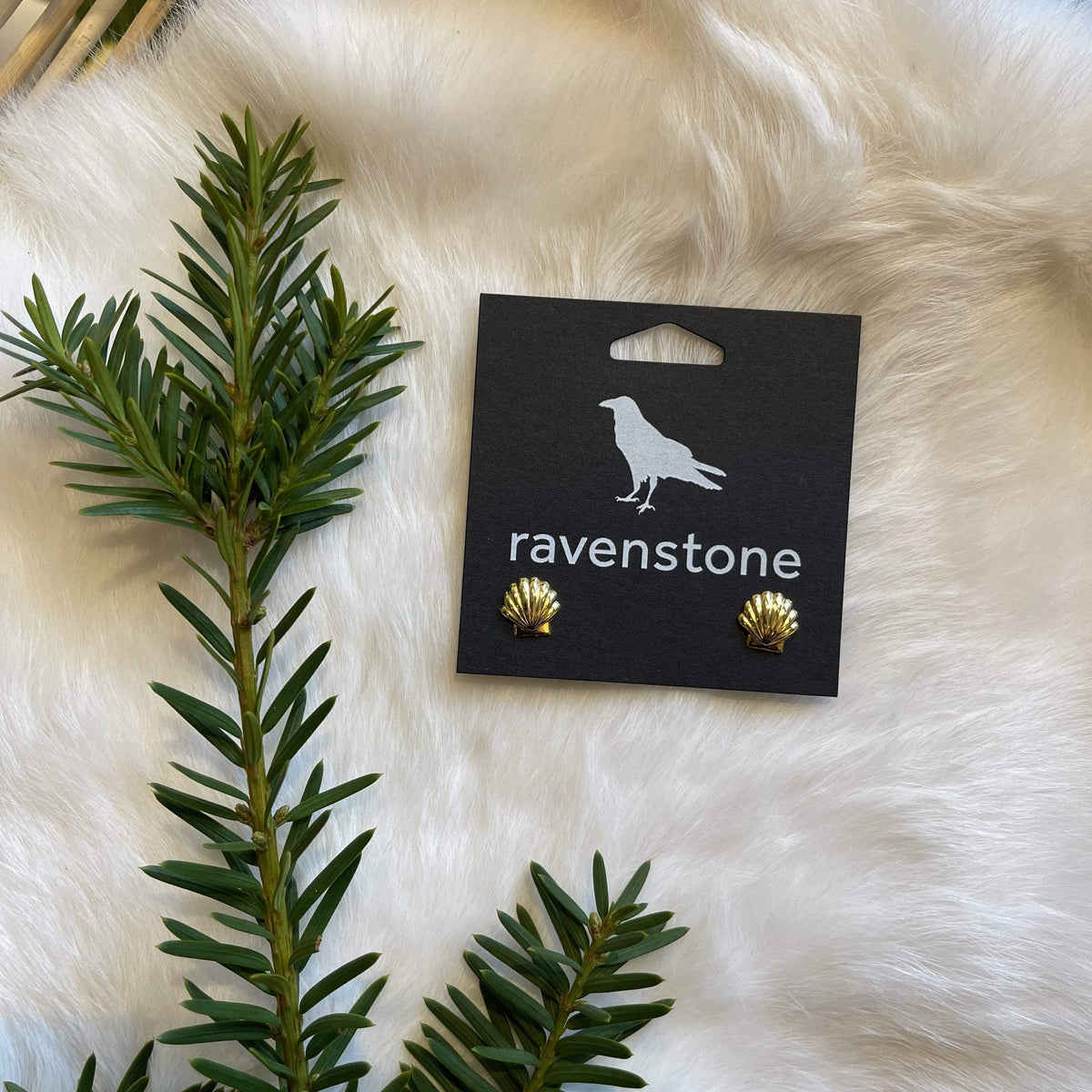 Ravenstone The Golden Shell Stud Earrings