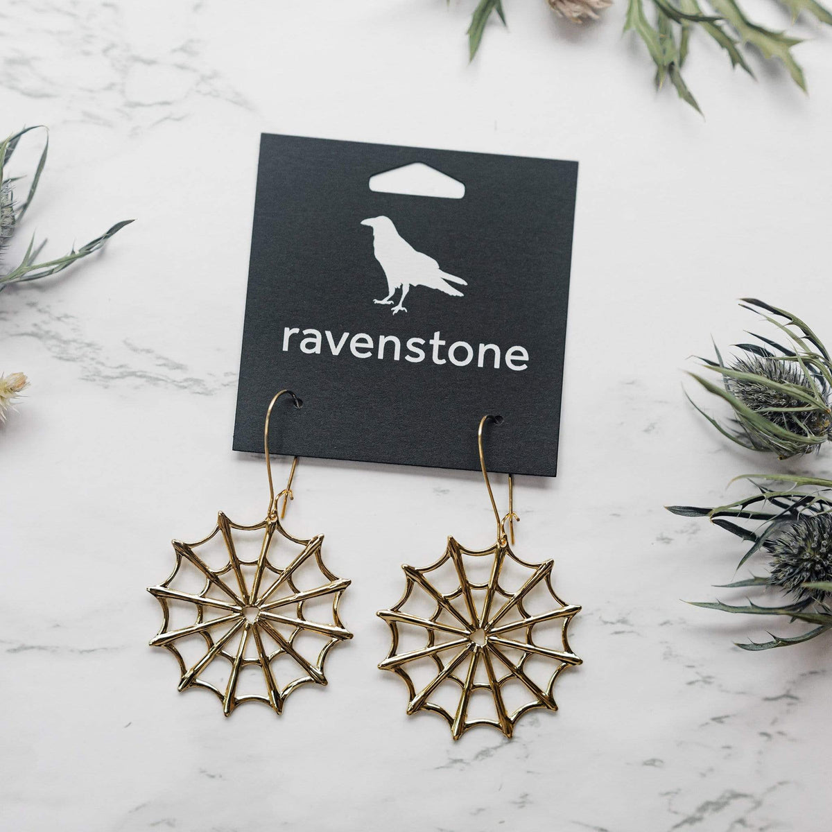 ravenstone The Golden Spiderweb Earrings