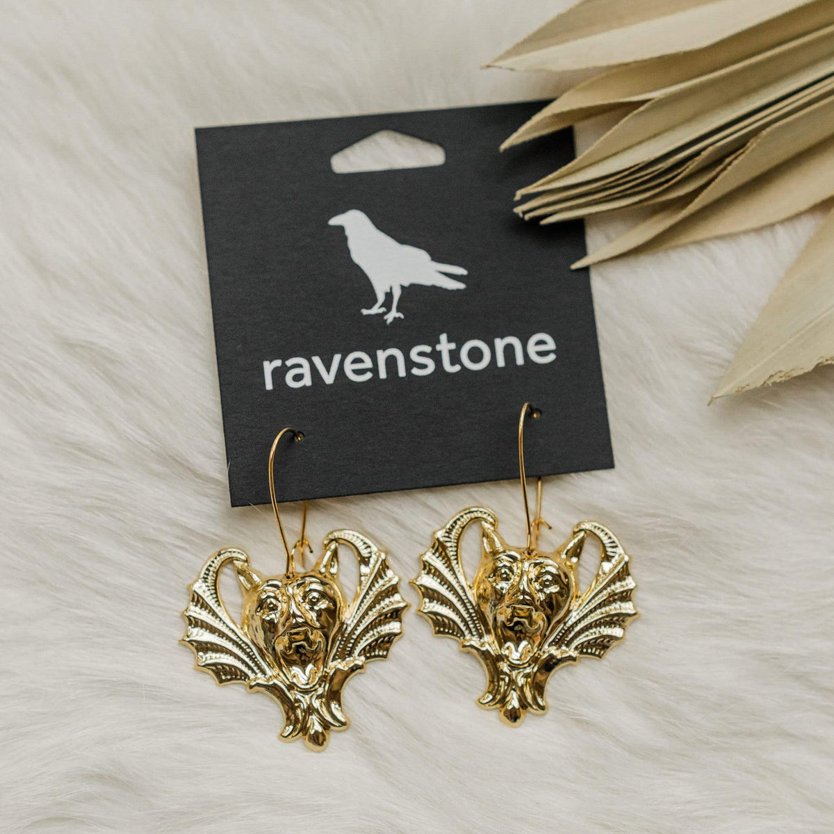 ravenstone The Golden Vampire Bat Earrings