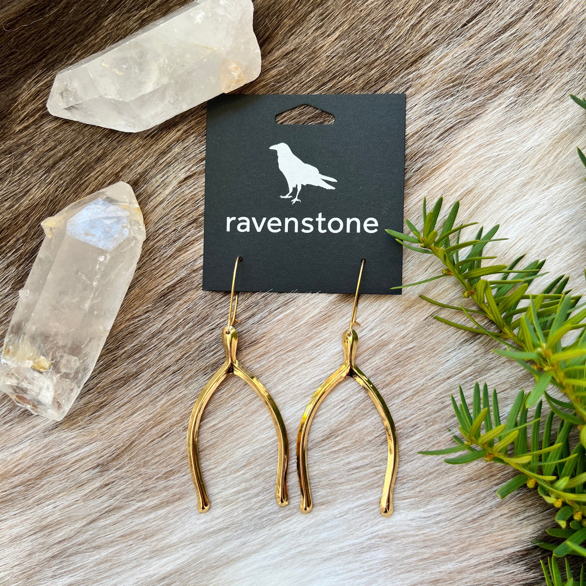 Ravenstone The Golden Wishbone Earrings