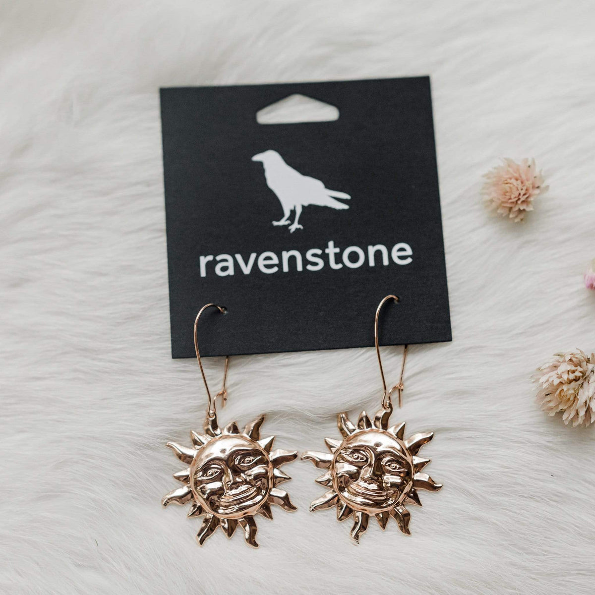 ravenstone The Little Rose Gold Sun Earrings