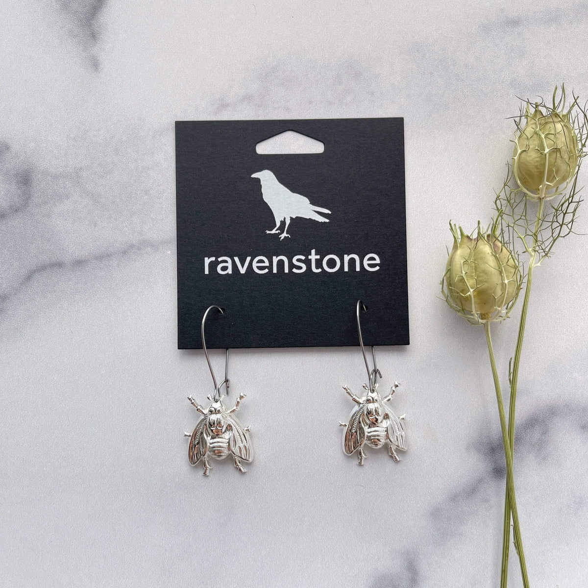 ravenstone The Little Silver Fly Earrings
