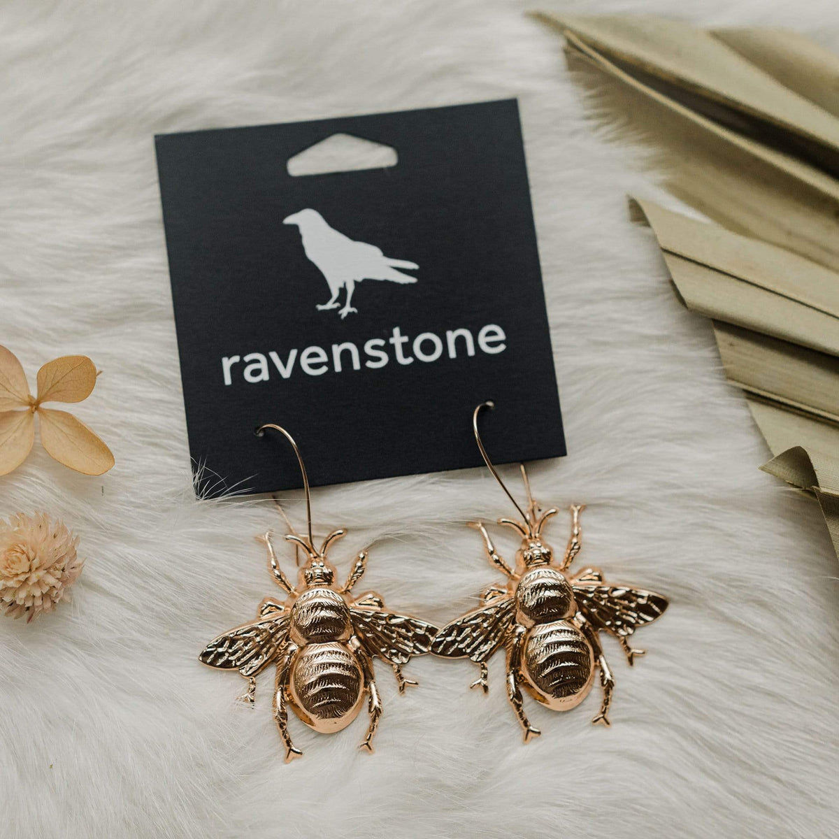 ravenstone The (Not So) Big Rose Gold Bee Earrings