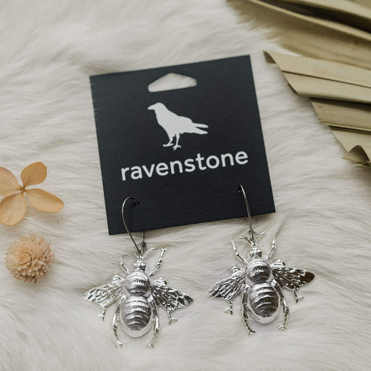 Ravenstone The (Not So) Big Silver Bee Earrings