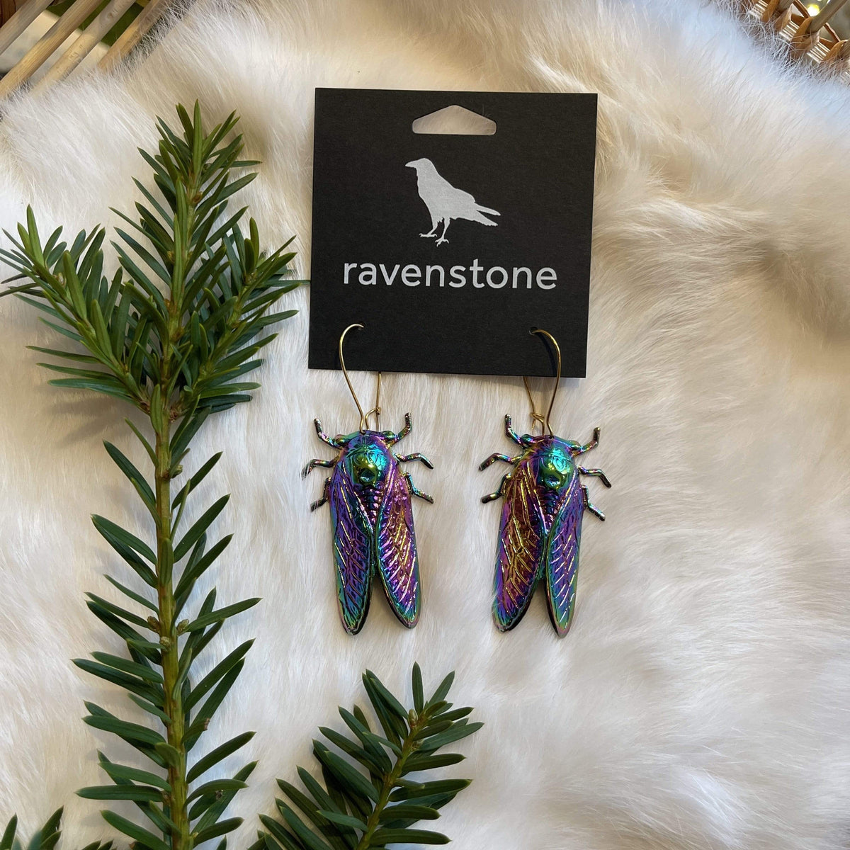 Ravenstone The Psychedelic Cicada Earrings
