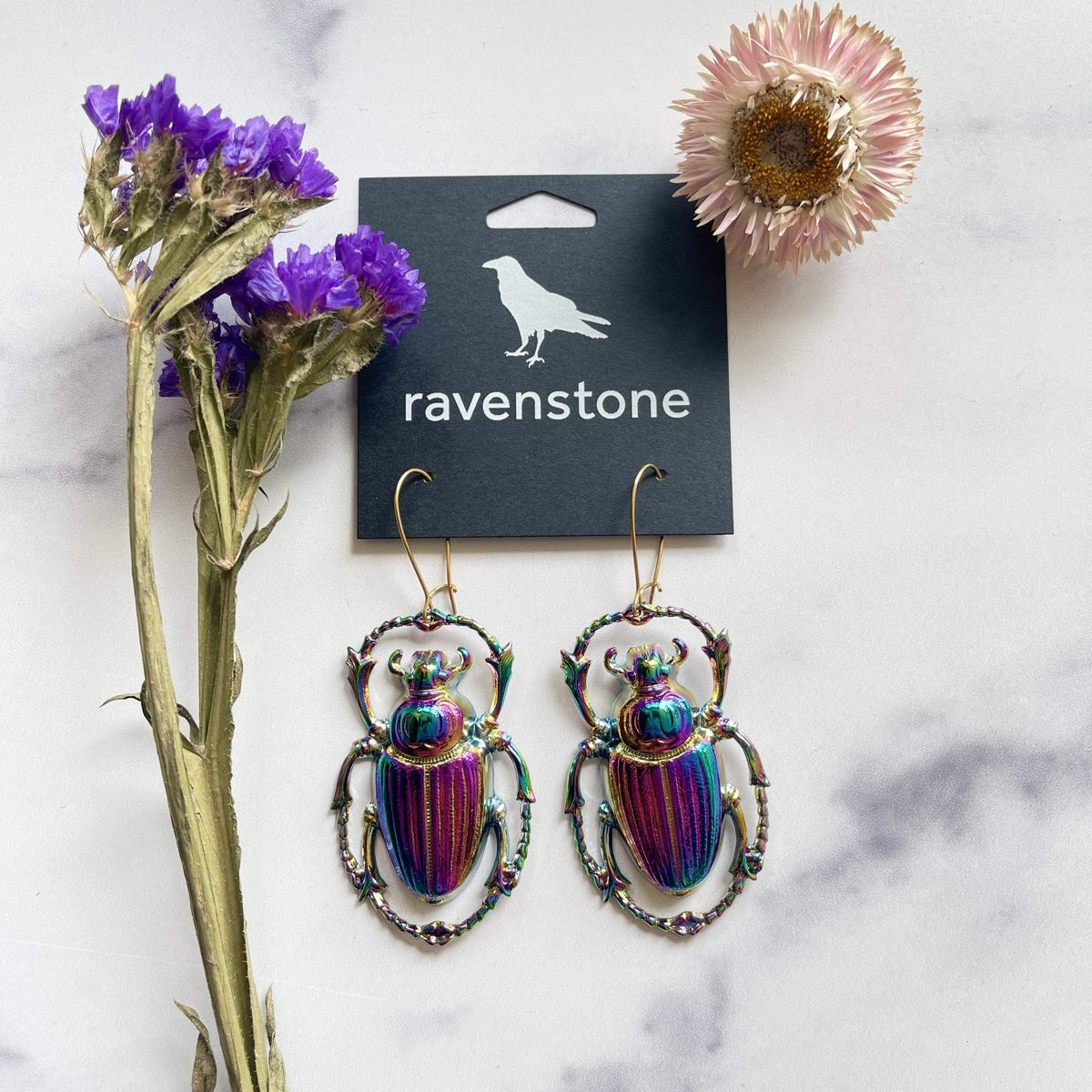 Ravenstone The Psychedelic Scarab Earrings