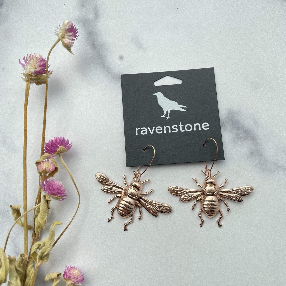 Ravenstone The Rose Gold Bee Earrings