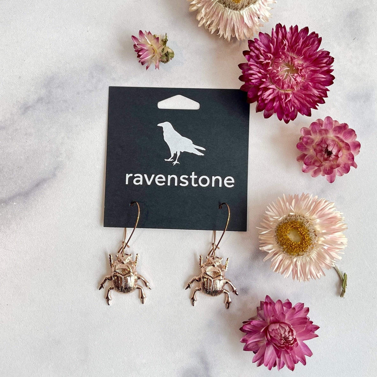 ravenstone The Rose Gold Beetle Babe Earrings