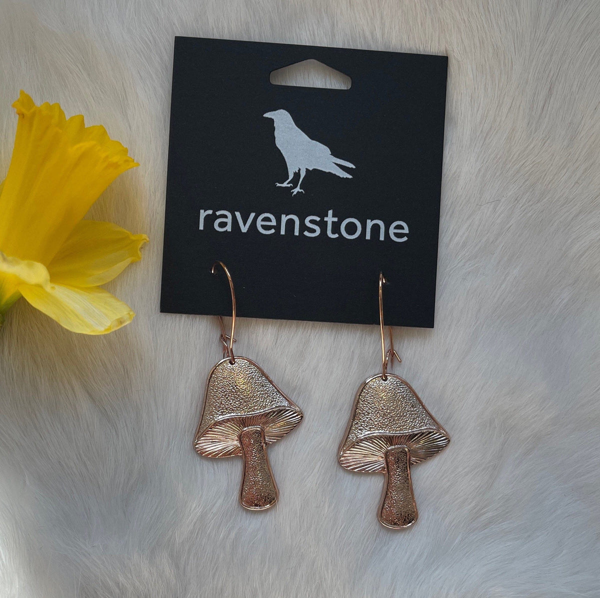 Ravenstone The Rose Gold Button Mushroom Earrings
