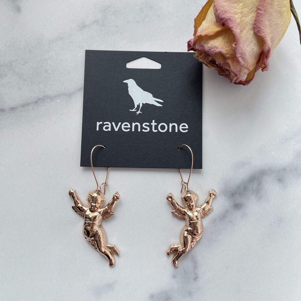 ravenstone The Rose Gold Cherub Earrings