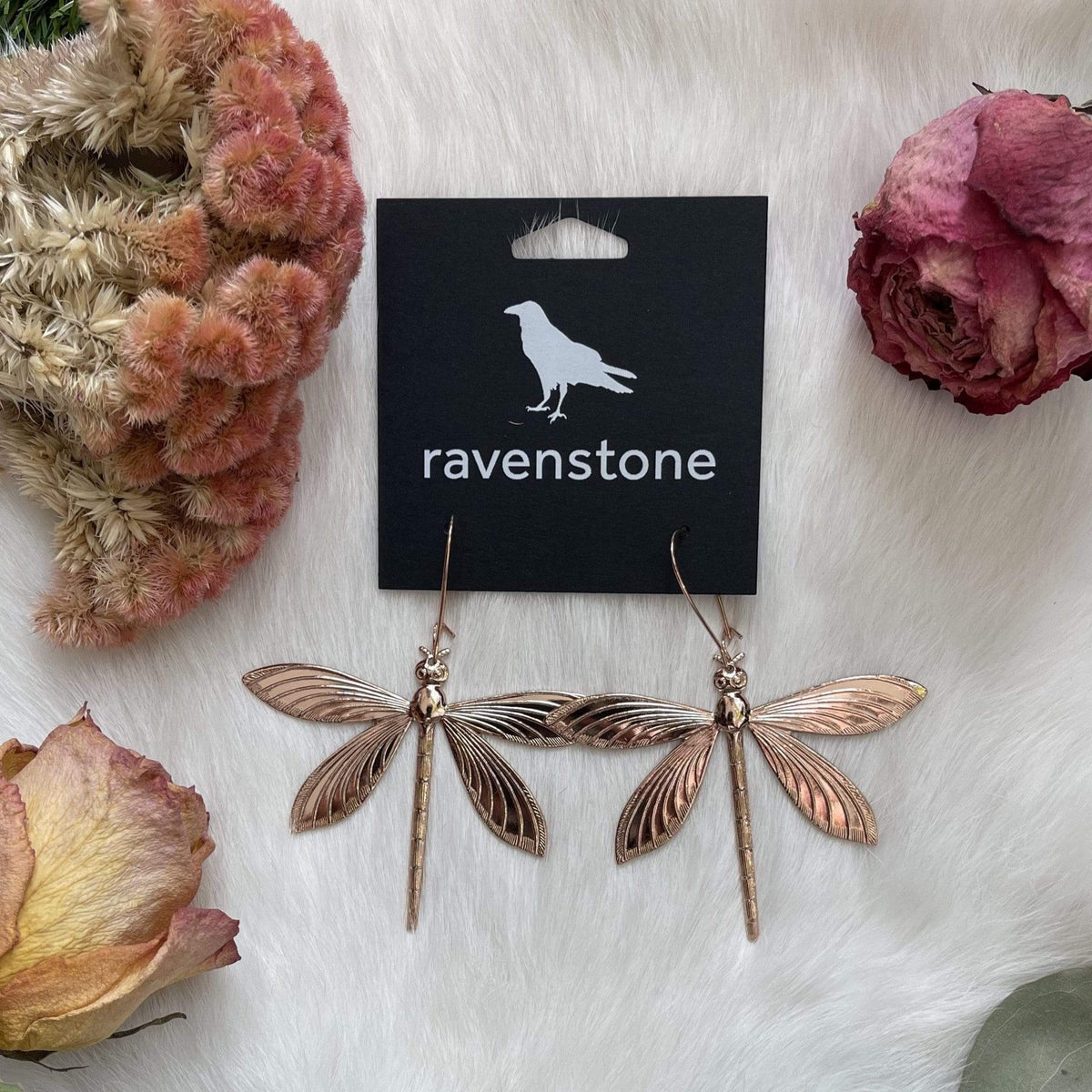 ravenstone The Rose Gold Dragonfly Earrings