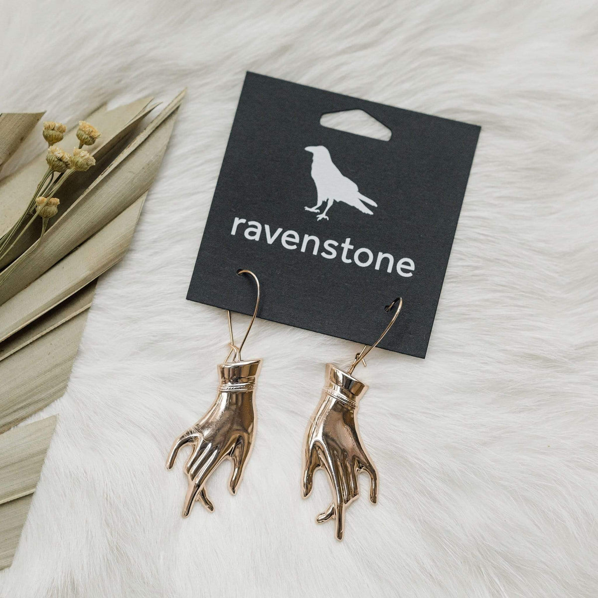 ravenstone The Rose Gold Hand Earrings