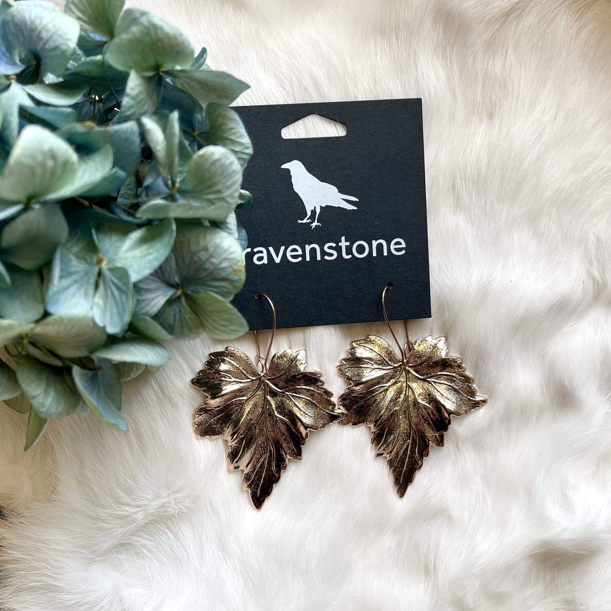 Ravenstone The Rose Gold Maple Leaf Earrings