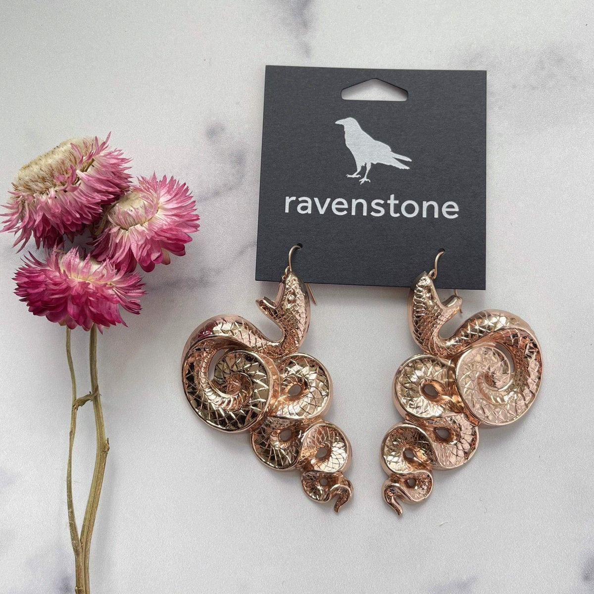 Ravenstone The Rose Gold Slither Earrings
