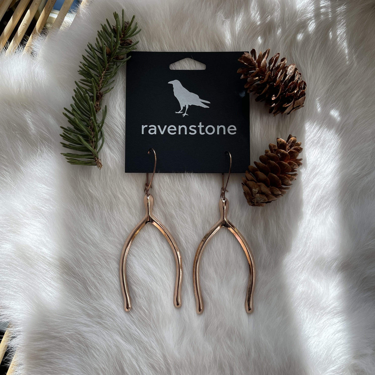 Ravenstone The Rose Gold Wishbone Earrings