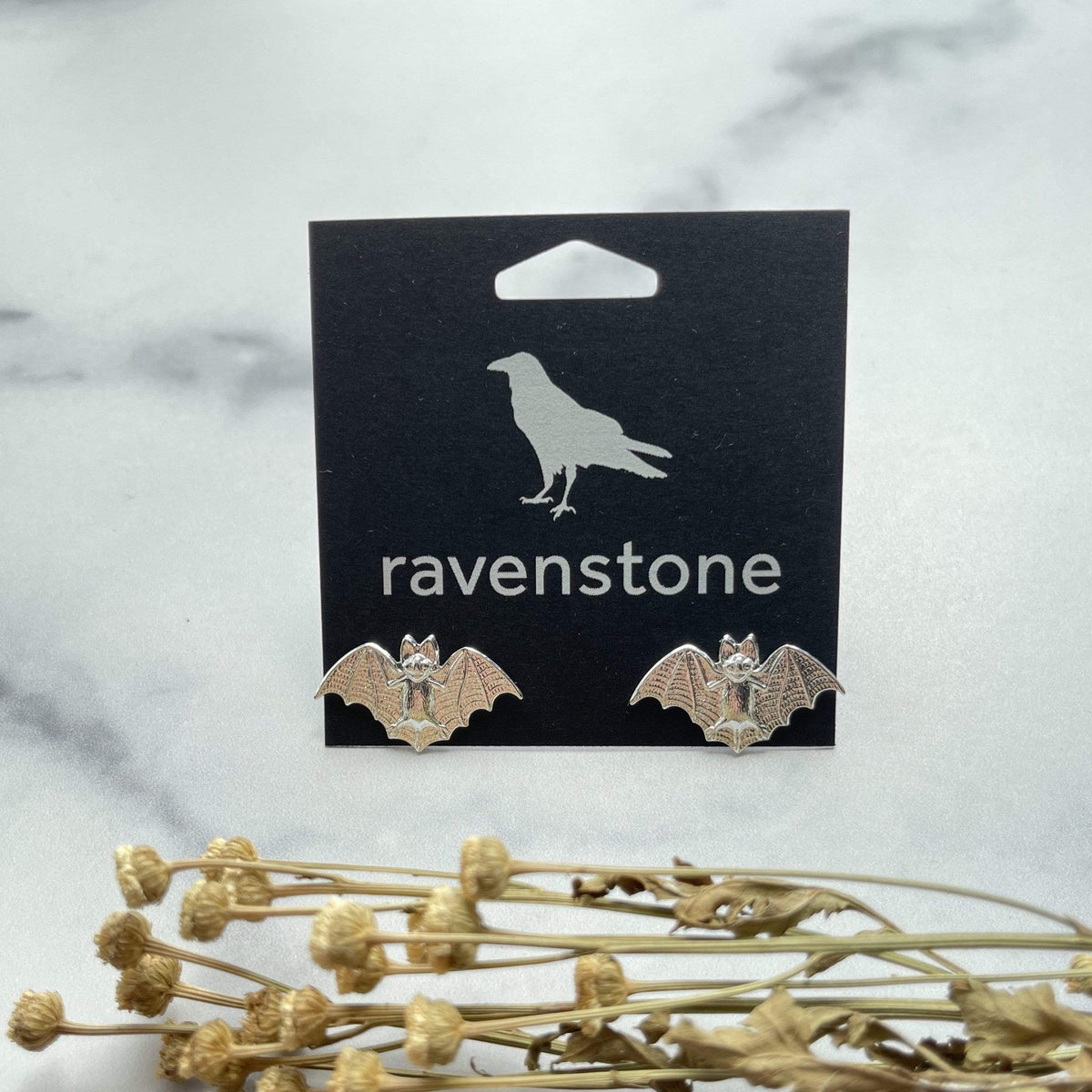 Ravenstone The Silver Bat Stud Earrings