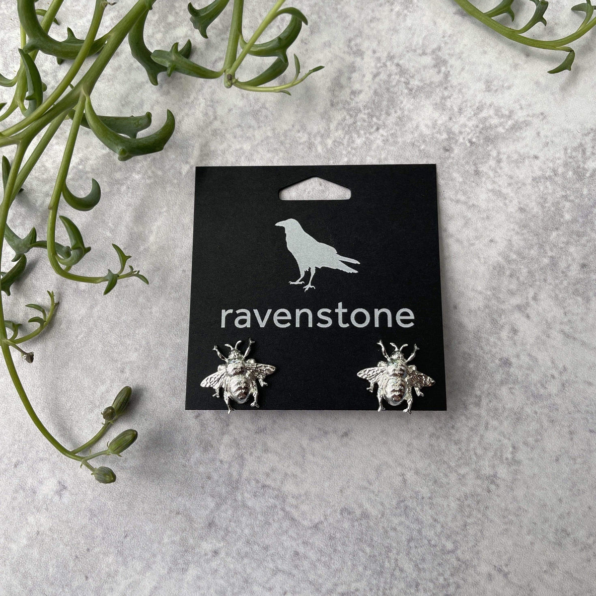ravenstone The Silver Bumblebee Stud Earrings