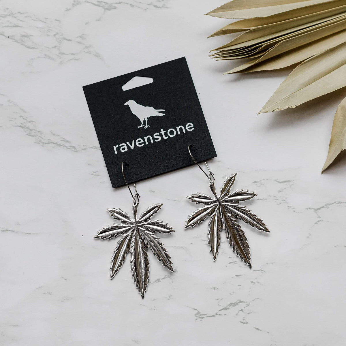 ravenstone The Silver Cannabis Leaf Earrings