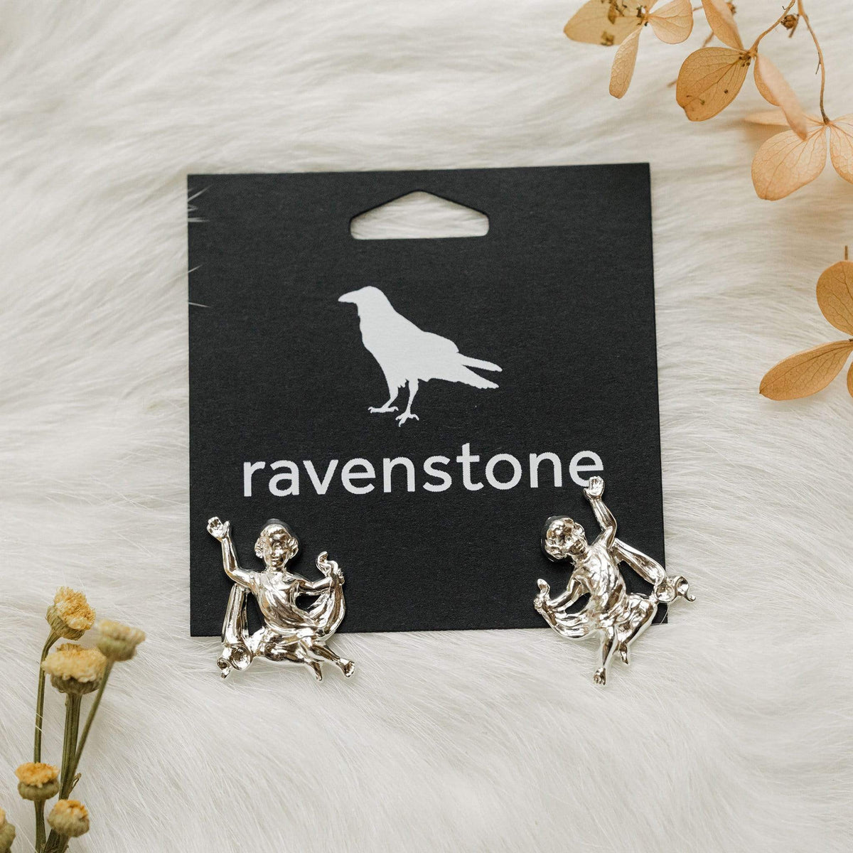 ravenstone The Silver Cherub Stud Earrings