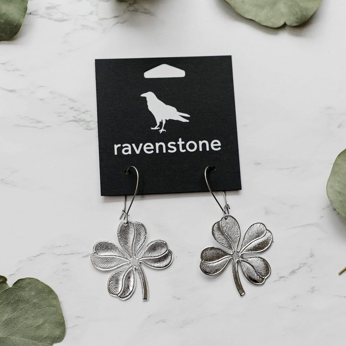 ravenstone The Silver Clover Earrings