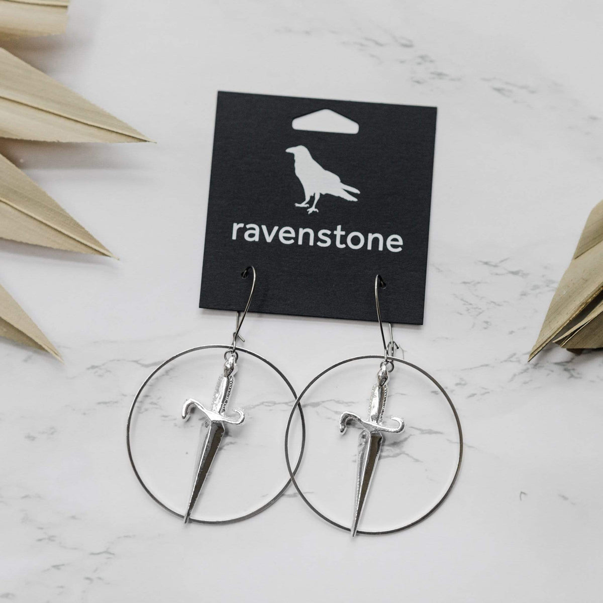 ravenstone The Silver Dagger Hoop Earrings
